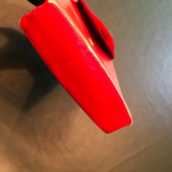 Vintage Small Structured Leather Top Handle Handbag Purse - Red / Orange / Rust - Picture 10 of 16